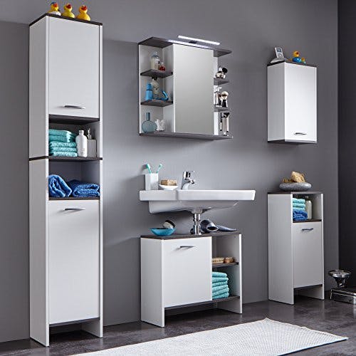 trendteam smart living - Spiegelschrank Spiegel - Badezimmer - California - Aufbaumaß (BxHxT) 60 x 60 x 20 cm - Farbe Weiß mit Rauchsilber - 162344103 2