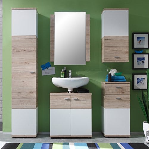 trendteam smart living - Spiegelschrank Spiegel - Badezimmer - Campus - Aufbaumaß (BxHxT) 60 x 80 x 15 cm - Farbe Weiß mit Eiche San Remo - 131650391 0