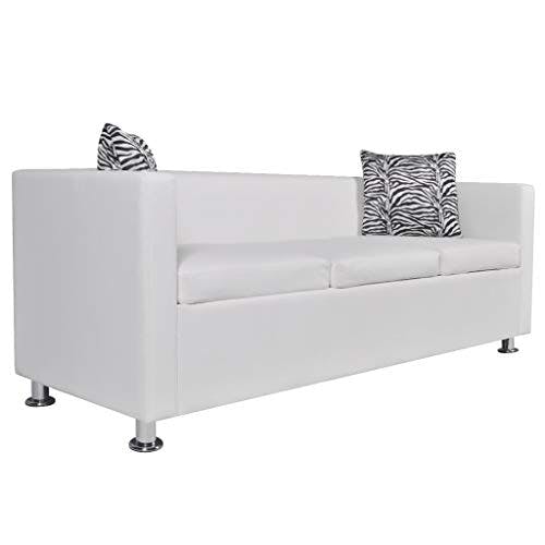 vidaXL 3-Sitzer Sofa Couch Loungesofa Relaxsofa Relaxcouch Kunstleder Weiß 0