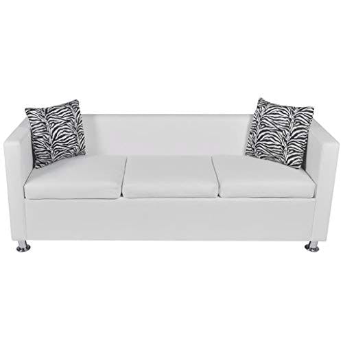vidaXL 3-Sitzer Sofa Couch Loungesofa Relaxsofa Relaxcouch Kunstleder Weiß 1