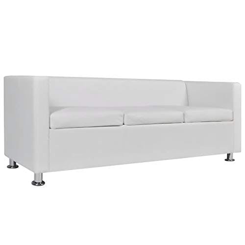 vidaXL 3-Sitzer Sofa Couch Loungesofa Relaxsofa Relaxcouch Kunstleder Weiß 2