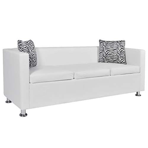 vidaXL 3-Sitzer Sofa Couch Loungesofa Relaxsofa Relaxcouch Kunstleder Weiß