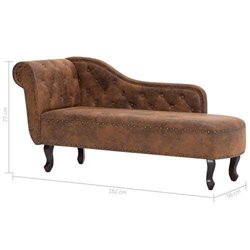 vidaXL Chaiselongue Recamiere Couch Sofa Sessel Chaise Relaxliege Loungesofa Schlafsofa Liege Liegesessel Schlafcouch Bettsofa Braun Wildleder-Optik 0