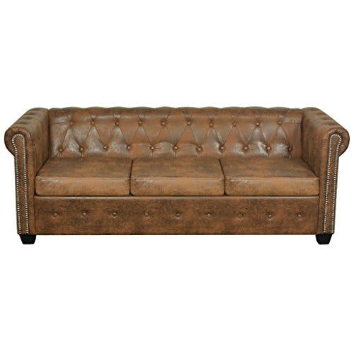 vidaXL Chesterfield Sofa 3 Sitzer Vintage Lounge Ledersofa Couch Sofagarnitur 0