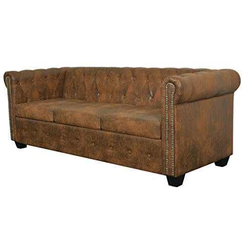 vidaXL Chesterfield Sofa 3 Sitzer Vintage Lounge Ledersofa Couch Sofagarnitur 1