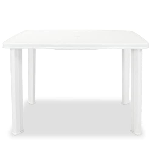 vidaXL Gartentisch mit Schirmloch Witterungsbeständig Esstisch Campingtisch Tisch Terrassentisch Gartenmöbel Weiß 101x68x72cm Kunststoff 0