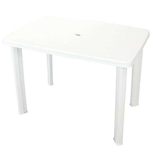 vidaXL Gartentisch mit Schirmloch Witterungsbeständig Esstisch Campingtisch Tisch Terrassentisch Gartenmöbel Weiß 101x68x72cm Kunststoff