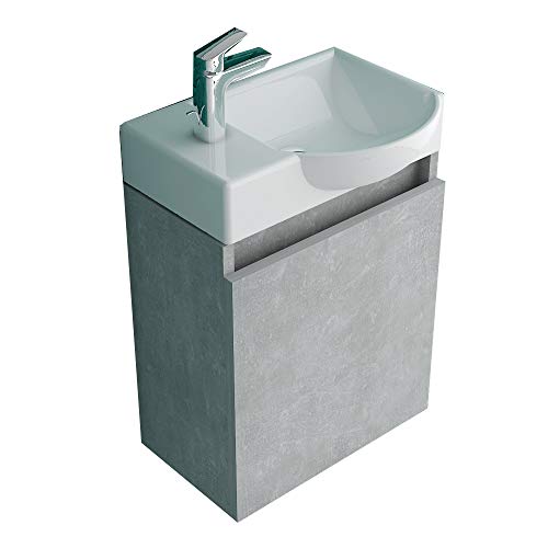 ALPENBERGER Design Gäste WC Waschbecken Waschtisch Set Aufsatzwaschschale Eckig 