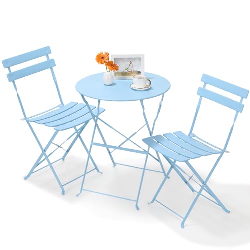 Balkonmöbel Set 3 teilig, Balkonset 2 Klappstuhl 1 Klapptisch, Bistro