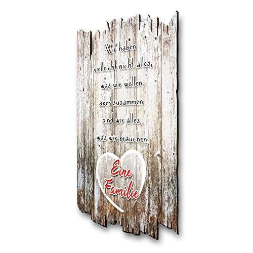 Kreative Feder Wandbild Familie Holzschild mit Spruch und Motiv Shabby