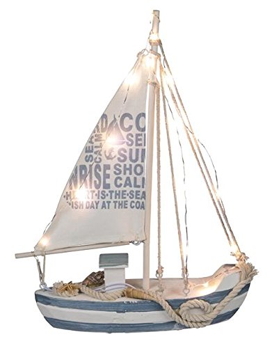 CHICCIE Segelboot aus Eisen auf Mangoholzsockel Länge 26cm Martime Deko Schiff