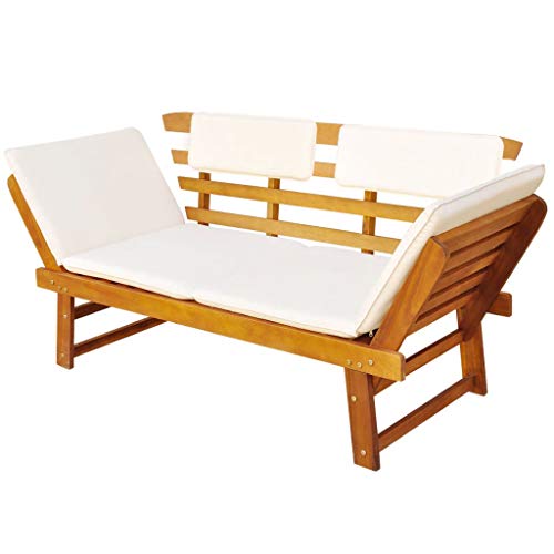 Tidyard 2in1 Gartenbank Holz Sonnenliege Liegestuhl mit Auflage
