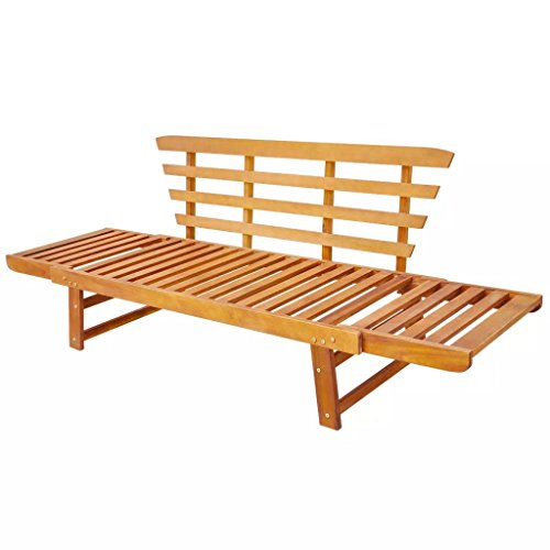 Tidyard 2in1 Gartenbank Holz Sonnenliege Liegestuhl mit Auflage