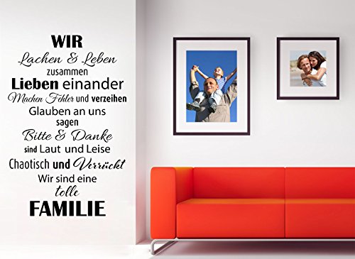 Wandaro Wandtattoo Spruch Wir sind eine tolle Familie I Schwarz 58 x