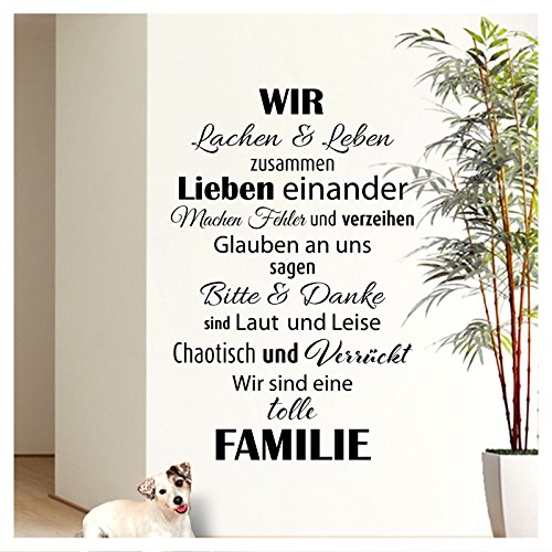 Wandaro Wandtattoo Spruch Wir sind eine tolle Familie I Schwarz 58 x